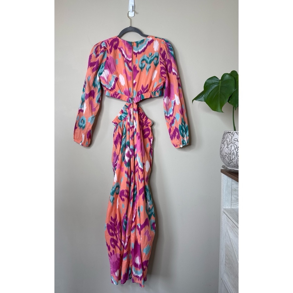 NWT Banjanan Camilla Ikat Floral Spice Midi Dress Multicolor Size Medium - Picture 4 of 11